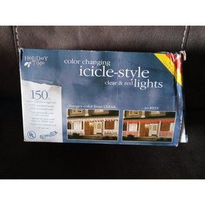 Holiday Time Color Changing Icicle-Style Clear & Red Lights  150 CT  New